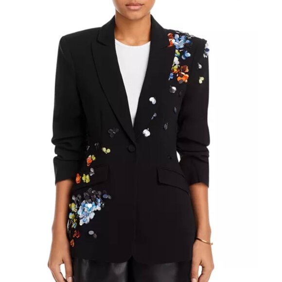 CINQ A SEPT Sequin Flower Scrunched Cheyenne Blazer Size S/M, 6 US - Picture 9 of 14
